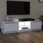 Meuble TV avec lumières LED blanc 140x40x35,5 cm – Image 3