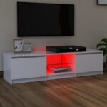 Meuble TV avec lumières LED blanc 140x40x35,5 cm – Image 4