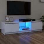 Meuble TV avec lumières LED blanc 140x40x35,5 cm
