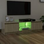 Meuble TV avec lumières LED chêne sonoma 140x40x35,5 cm – Image 2
