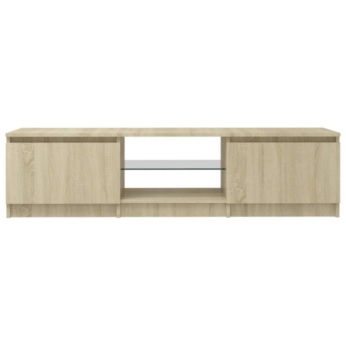 Meuble TV avec lumières LED chêne sonoma 140x40x35,5 cm – Image 6