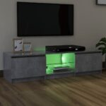 Meuble TV avec lumières LED gris béton 140x40x35,5 cm – Image 2