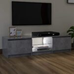 Meuble TV avec lumières LED gris béton 140x40x35,5 cm – Image 3
