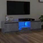 Meuble TV avec lumières LED gris béton 140x40x35,5 cm