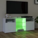 Meuble TV avec lumières LED blanc 120x30x50 cm – Image 2