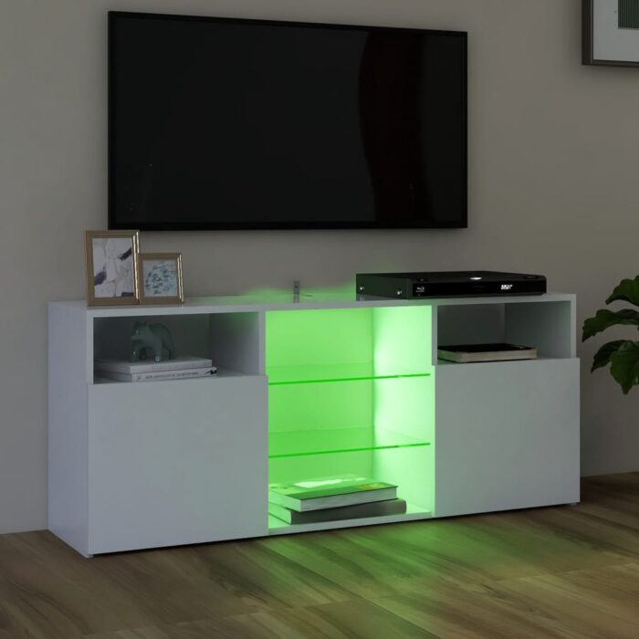 Meuble TV avec lumières LED blanc 120x30x50 cm – Image 2