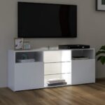 Meuble TV avec lumières LED blanc 120x30x50 cm – Image 3