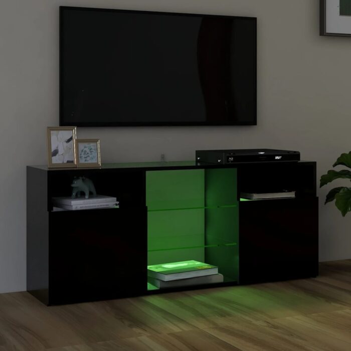 Meuble TV avec lumières LED noir 120x30x50 cm – Image 2