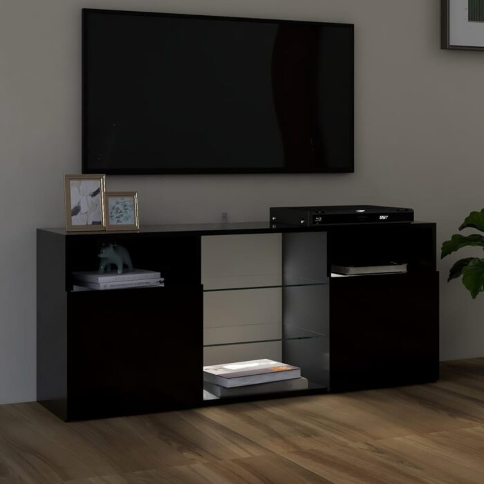 Meuble TV avec lumières LED noir 120x30x50 cm – Image 3