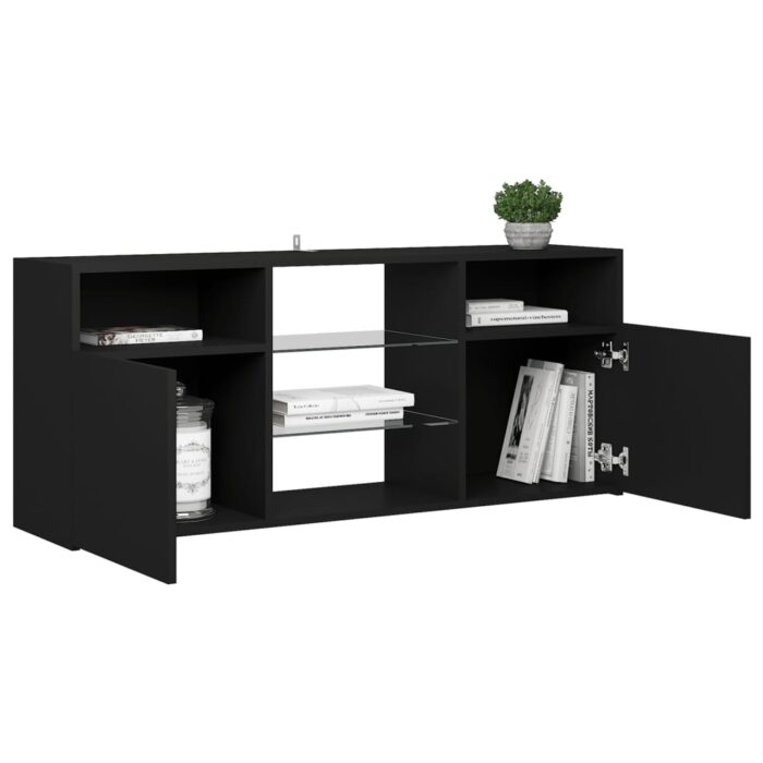Meuble TV avec lumières LED noir 120x30x50 cm – Image 4