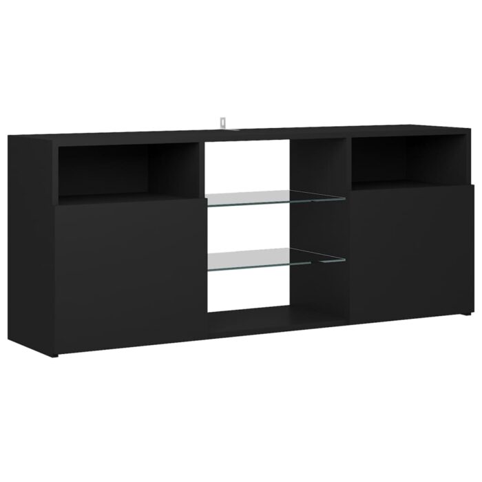 Meuble TV avec lumières LED noir 120x30x50 cm – Image 5