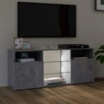 Meuble TV avec lumières LED gris béton 120x30x50 cm – Image 3
