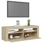 Meuble TV avec lumières LED chêne sonoma 120x35x40 cm – Image 4