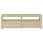 Meuble TV avec lumières LED chêne sonoma 120x35x40 cm – Image 6