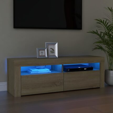 Meuble TV avec lumières LED chêne sonoma 120x35x40 cm