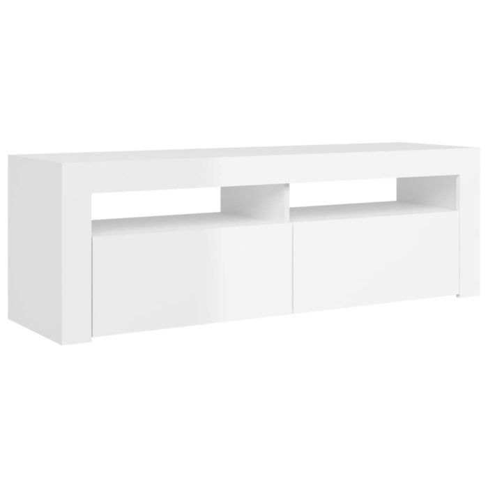 Meuble TV avec lumières LED blanc brillant 120x35x40 cm – Image 5