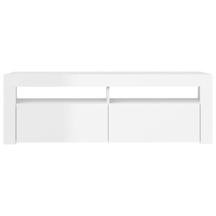 Meuble TV avec lumières LED blanc brillant 120x35x40 cm – Image 6