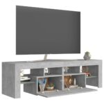 Meuble TV avec lumières LED Gris béton 140x36,5x40 cm – Image 4