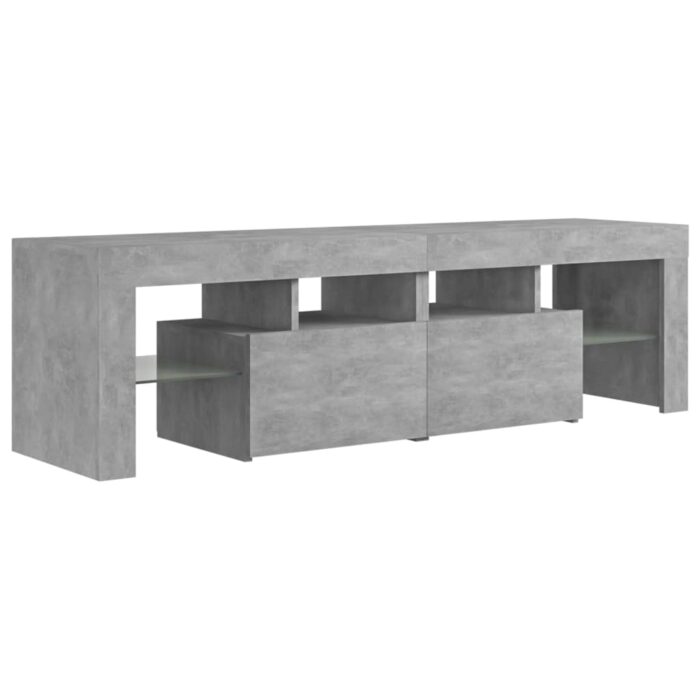 Meuble TV avec lumières LED Gris béton 140x36,5x40 cm – Image 5