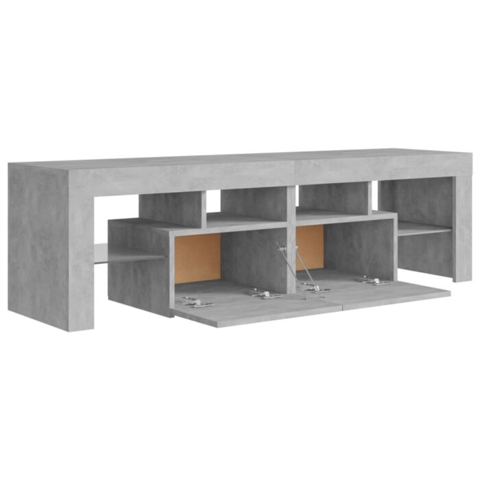 Meuble TV avec lumières LED Gris béton 140x36,5x40 cm – Image 7