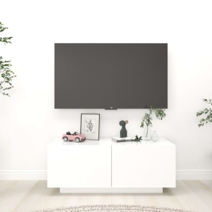 Meuble TV Blanc 100x35x40 cm Bois d'ingénierie