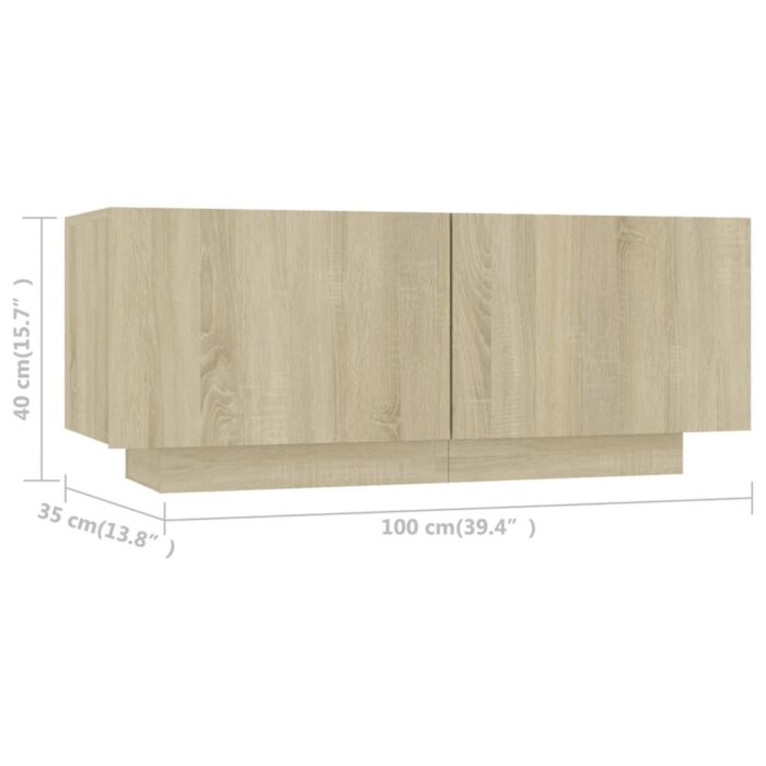Meuble TV Chêne sonoma 100x35x40 cm Bois d'ingénierie – Image 6