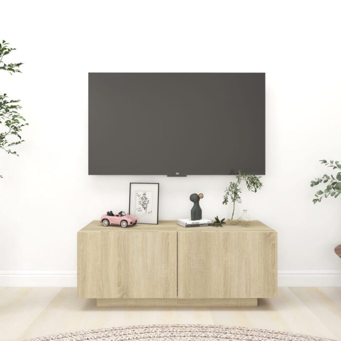 Meuble TV Chêne sonoma 100x35x40 cm Bois d'ingénierie – Image 1