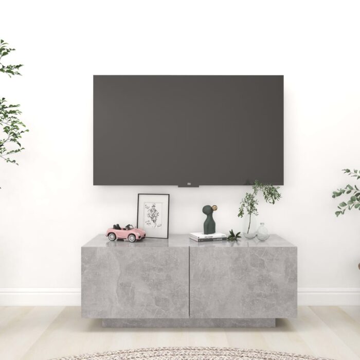 Meuble TV Gris béton 100x35x40 cm Bois d'ingénierie – Image 1