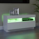 Meuble TV avec lumières LED blanc 80x35x40 cm – Image 2