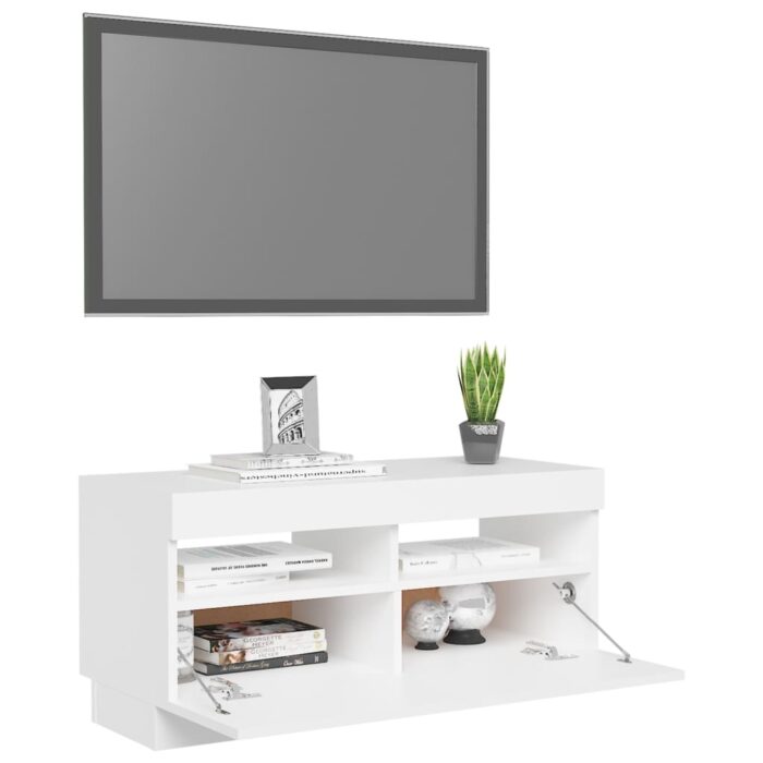 Meuble TV avec lumières LED blanc 80x35x40 cm – Image 4