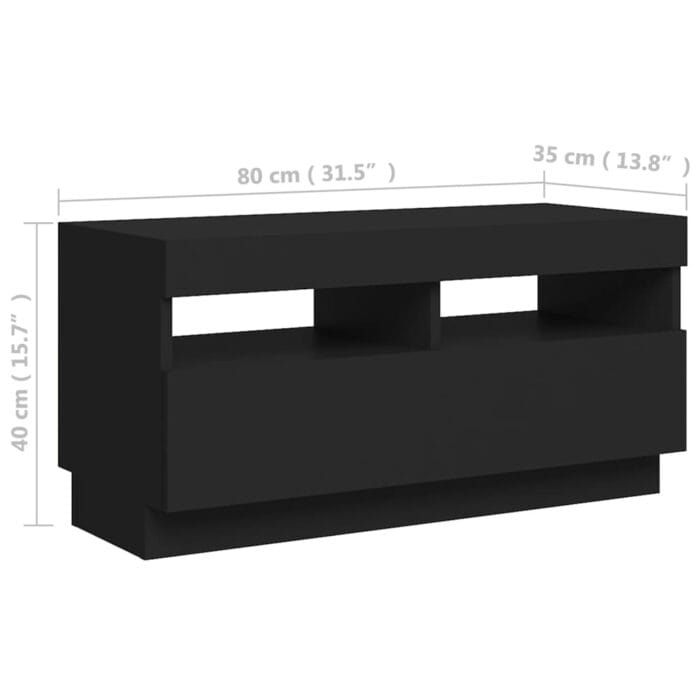 Meuble TV avec lumières LED noir 80x35x40 cm – Image 12