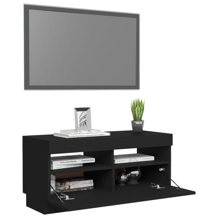 Meuble TV avec lumières LED noir 80x35x40 cm – Image 4