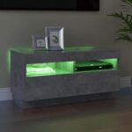 Meuble TV avec lumières LED gris béton 80x35x40 cm – Image 2