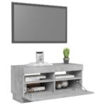 Meuble TV avec lumières LED gris béton 80x35x40 cm – Image 4