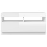 Meuble TV avec lumières LED blanc brillant 80x35x40 cm – Image 7