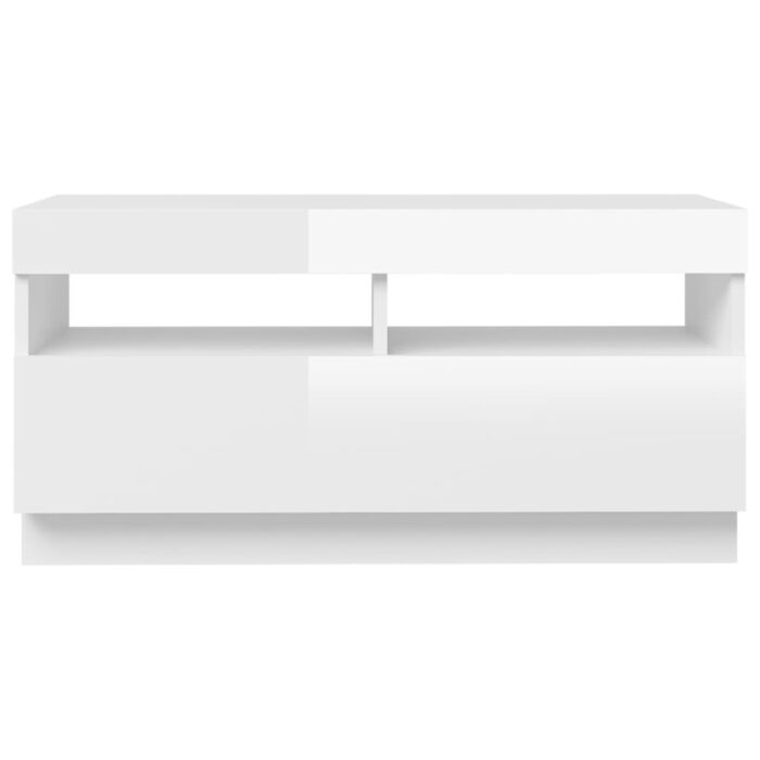 Meuble TV avec lumières LED blanc brillant 80x35x40 cm – Image 7