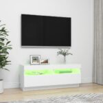 Meuble TV avec lumières LED Blanc 100x35x40 cm – Image 2