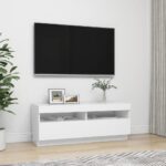Meuble TV avec lumières LED Blanc 100x35x40 cm – Image 3