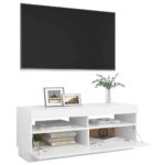 Meuble TV avec lumières LED Blanc 100x35x40 cm – Image 5