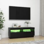 Meuble TV avec lumières LED noir 100x35x40 cm – Image 2