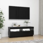 Meuble TV avec lumières LED noir 100x35x40 cm – Image 3