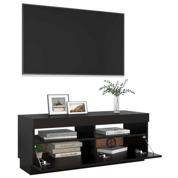 Meuble TV avec lumières LED noir 100x35x40 cm – Image 5
