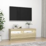 Meuble TV avec lumières LED chêne sonoma 100x35x40 cm – Image 3