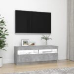 Meuble TV avec lumières LED gris béton 100x35x40 cm – Image 3