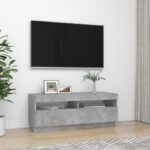 Meuble TV avec lumières LED gris béton 100x35x40 cm – Image 4