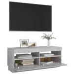 Meuble TV avec lumières LED gris béton 100x35x40 cm – Image 5