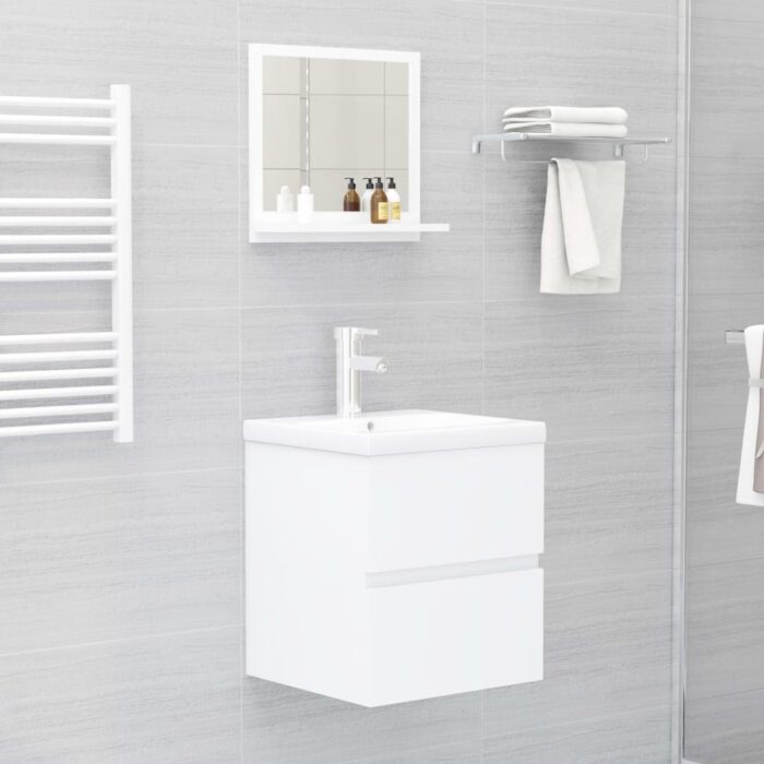 Miroir de salle de bain Blanc 40x10,5x37 cm Bois d’ingénierie – Image 2