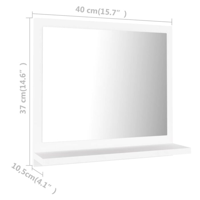 Miroir de salle de bain Blanc 40x10,5x37 cm Bois d’ingénierie – Image 5