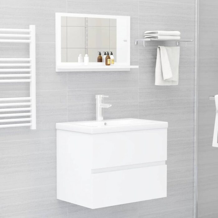 Miroir de salle de bain Blanc 60x10,5x37 cm Bois d’ingénierie – Image 2