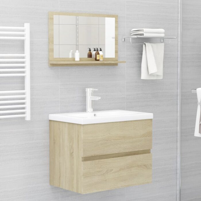 Miroir salle de bain Chêne sonoma 60x10,5x37 cm Bois ingénierie – Image 2